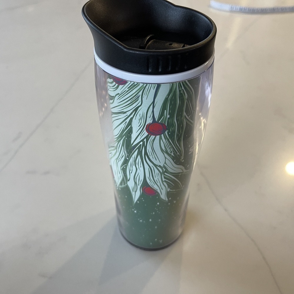 Starbucks Winter Holiday 2020 16 oz Tumbler Green With Holly Berries Plastic